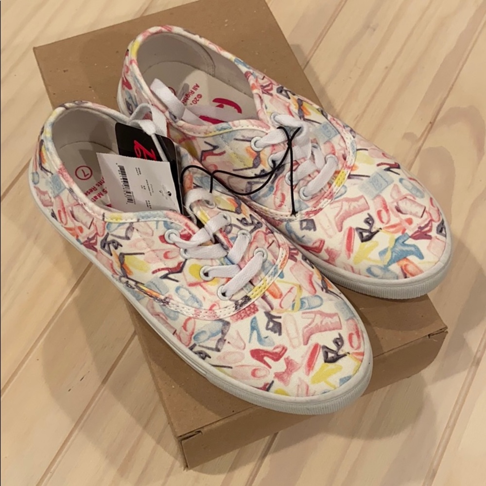 NWT Barbie Shoe Print Canvas Sneakers size 7